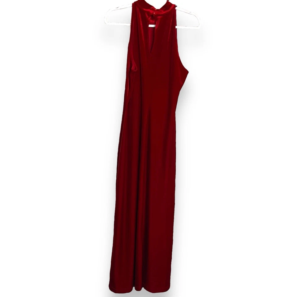 All That Jazz Velvet Maxi Dress Women's Large Red Sexy Party Chorus Sleeveless - Image 2 of 4