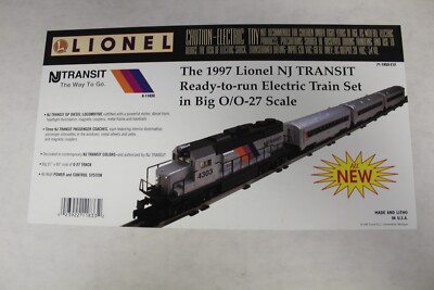 1997 Lionel NJ Transit Diesel Engine Passenger Train Set 6-11833 O