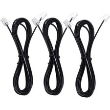 3 Pack Black Telephone Extension Cord 3 Feet with Standard RJ-11 6P4C Plugs
