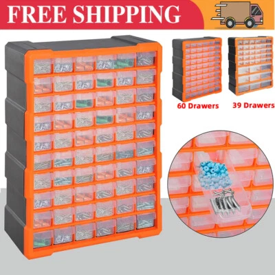 18/39/60 Multi Drawer Small Parts Storage Cabinet Unit Organiser Garage Tool Box