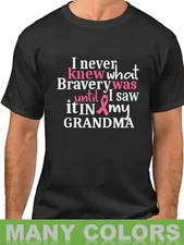 Bravery Grandma Breast Cancer Awareness Support Hope Ribbon Shirt Survivor Gift
