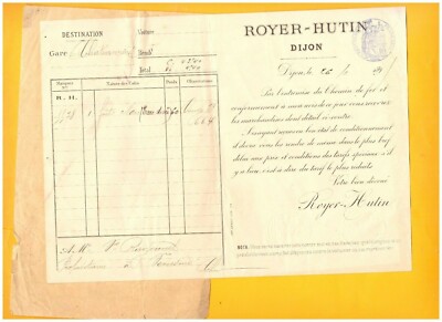 DIJON (21) DISTILLERY ''ROYER & HUTIN'' + Form 149 railway in 1895