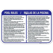 Pool Rules Sign, Bilingual English Spanish,