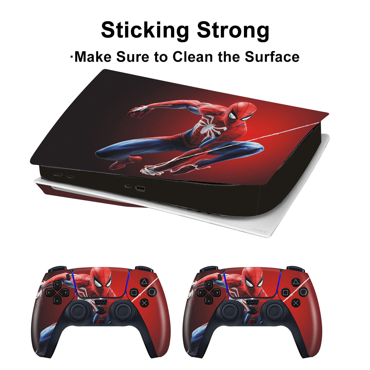 PS5 Standard Disc Console Skins Sticker Decal Marvel Spider Man Super Hero  Red