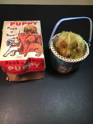 1950s ALPS Peek a Boo Mechanical Puppy Vintage 1950s Toy Asbury Park w/Orig Box