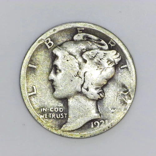 ~VINTAGE AMERICAN SILVER~ 1921 Mercury Dime 90% Silver 10c VG e407