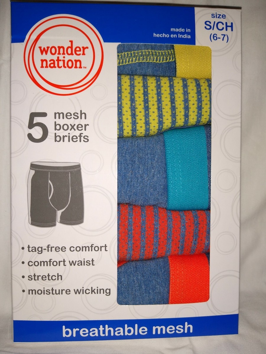 Wonder Nation PC's Pack Boys Mesh Boxers Briefs, S (6-7