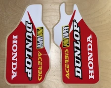 HONDA FORK GUARD RED WHITE GRAPHICS MX DECALS CR125 250 CRF250 450 2004-2017