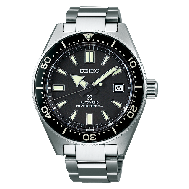 seiko black automatic diver men's watch