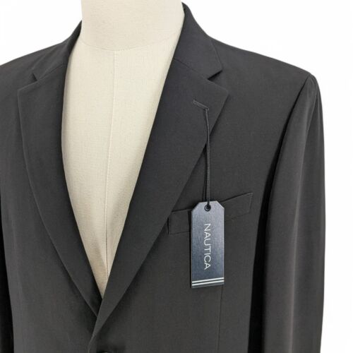 Nautica Men's Modern Fit Stretch Blazer Sport Coat Suit Jacket Black 44R