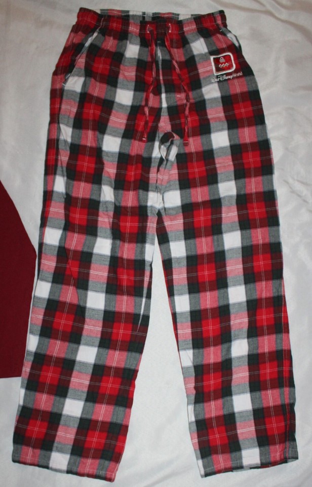 Walt Disney World Parks Mickey Christmas Jersey Top Plaid Pants Pajama