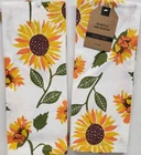Set of 2 Same Thin Printed Tea Kitchen Towels (15"x25") SUNFLOWERS, Mabelle