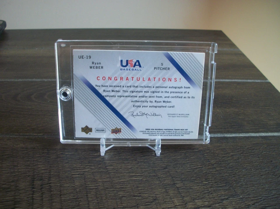 2008 USA Baseball Junior National Team Ryan Weber AUTO Card #UE-19 -Serial #/249 - Image 2 of 2