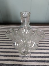 Vtg MCM Clear Glass 7 Cluster Propagation Station Bud Vase 's on bottom 15 2 18
