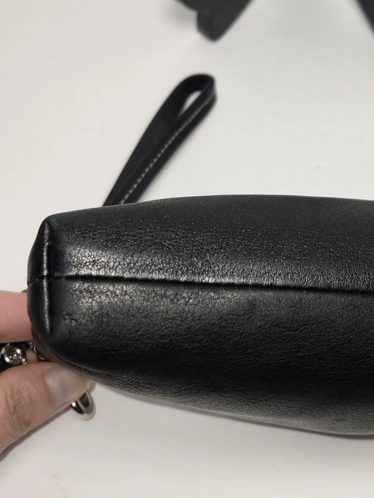 Autentico bracciale Coach plissettato nero con ferramenta argento