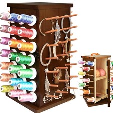Wooden 84 Spools Thread Rack/Thread Holder Organizer with Inner Storage Compa...