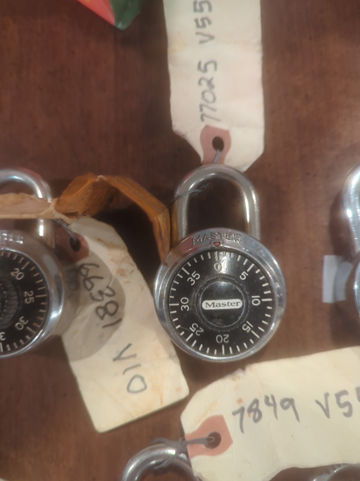 Set of 6 Vtg Master Lock Combination Padlock Black  Dial w/Code Work