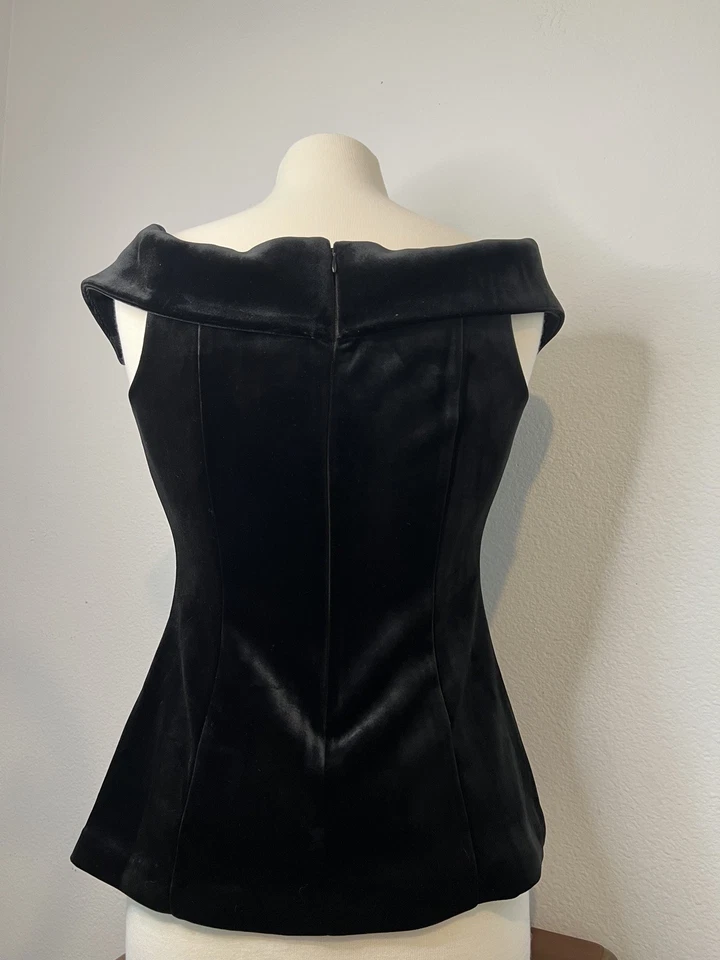 Blazer Express Negro Terciopelo Fuera del Hombro Doble Botonadura Top Talla Pequeña  Foto 3 de 4