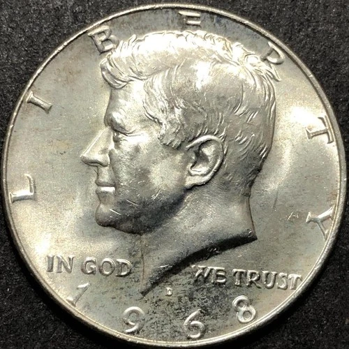 UNC 1968-D 40% SILVER KENNEDY HALF DOLLAR COIN