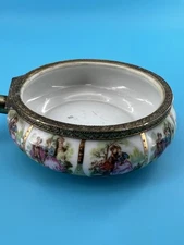 Stunning Porcelain Silent Butler Crumb Catcher with Loving Colonial Couple