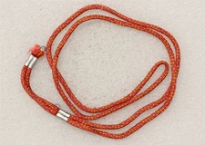 Original WWII Rayon Dog Tag Chin/Cord - scarlet/yellow, Ordnance