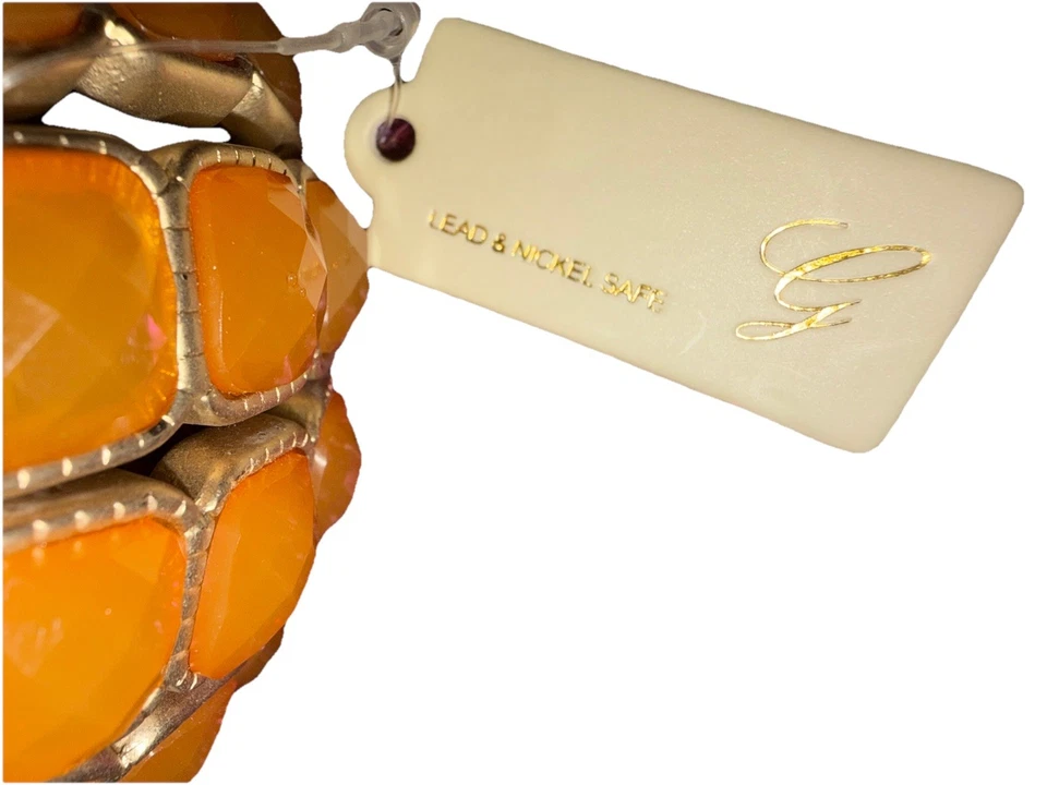 BRAZALETE CORAL NARANJA NUEVO CON ETIQUETAS Elastizado PULSERA DORADO Tono Sin Níquel Foto 3 de 4