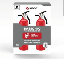 Kidde Fire Extinguisher 2 Pack Class A B C Dry Chemical Aluminum Home Use