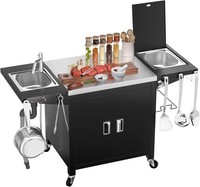 Grillwagen Edelstahl Rollbar Mit Aufbewahrungsschrank Eisbox SpüLe 155X63X89Cm