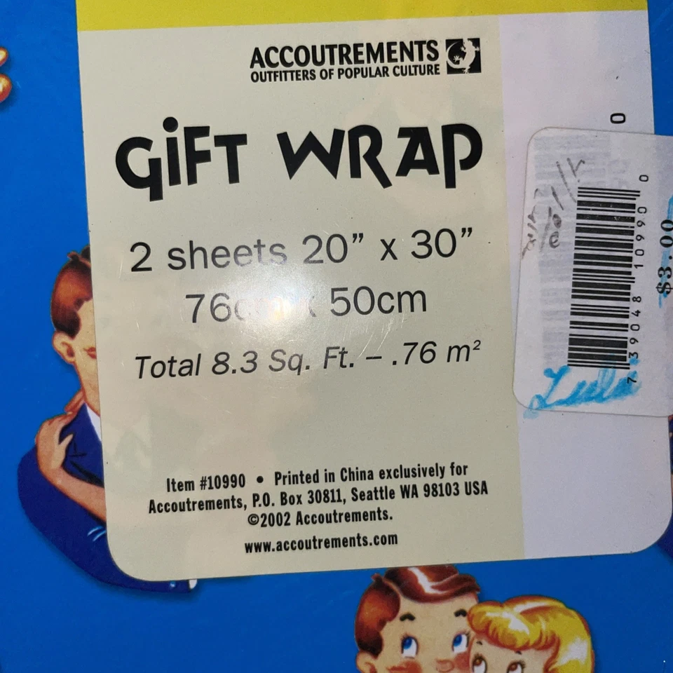 全新! 复古“接吻夫妇”礼品包装纸原包装 — 第 3/3 张图片