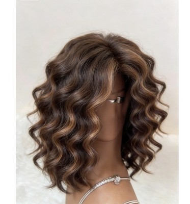 Highlight Brown Blonde Wave 100% Human Hair 13x4 Lace Front Wig