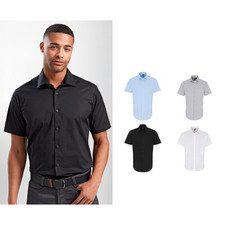 Image of Premier Stretch fit cotton poplin short sleeve shirt - Grown-on placket