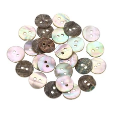 25 Pcs Natural Shell Button, 2 Hole 12.5mm Mother of Pearl Button, Multicolor
