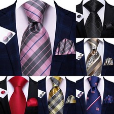Men's Tie Set 3 Pieces Necktie Pocket Square Cufflinks Multicol Wedding Party