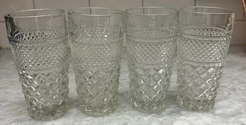 1960's LOT of 4 Vintage Anchor Hocking Wexford  Tumbler Glasses 6.25”