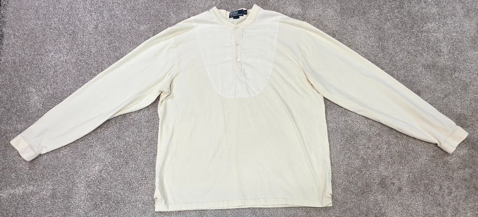 Vintage Polo Ralph Lauren Shirt Men XL Half Button Sea Captain Tuxedo Bib Henley - Image 2 of 4