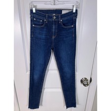 Rag  Bone Womens Skinny Jeans Raw Hem Dark Wash Blue Size 25