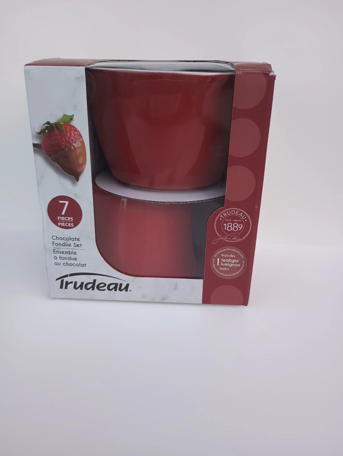 NEW Trudeau 7pc CHOCOLATE FONDUE SET color coded forks HEATS DIPS & SAUCES!!!