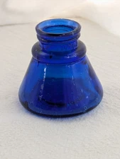 Blue Glass Inkwell Unbranded 1 1/2 oz Vintage