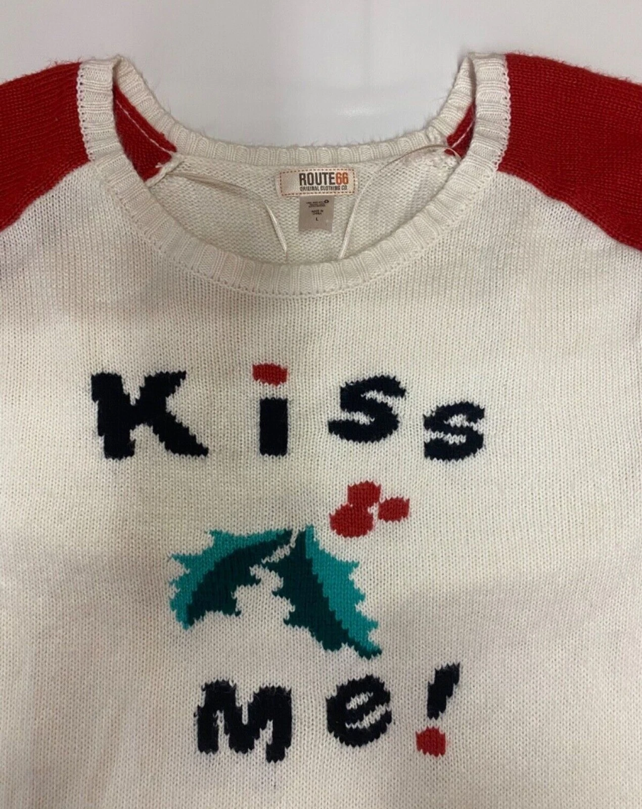 Route 66 womans christmas sweater size L not ugly cute mistletoe