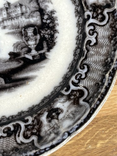 4 Mulberry Black Transfer Ware Plate Washington Vase Wedgwood Pearl Stone 8" - Picture 6 of 18