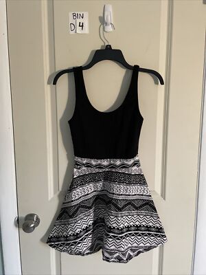 Ambiance Black and Patterned Tank Fit and Flare Dress womans size S | eBay