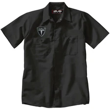 TESLA Embroidered PATCH + Mechanic Button Up Short Sleeve WORK SHIRT Auto