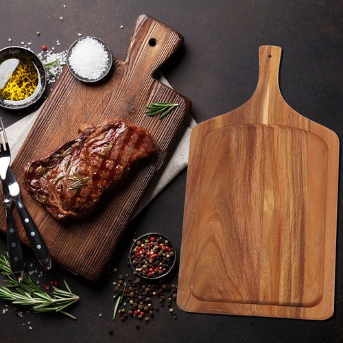 Steak Plate Pizza Slider Paddle Rectangle Wood Tray Restaurant Dessert Board - Picture 9 of 12