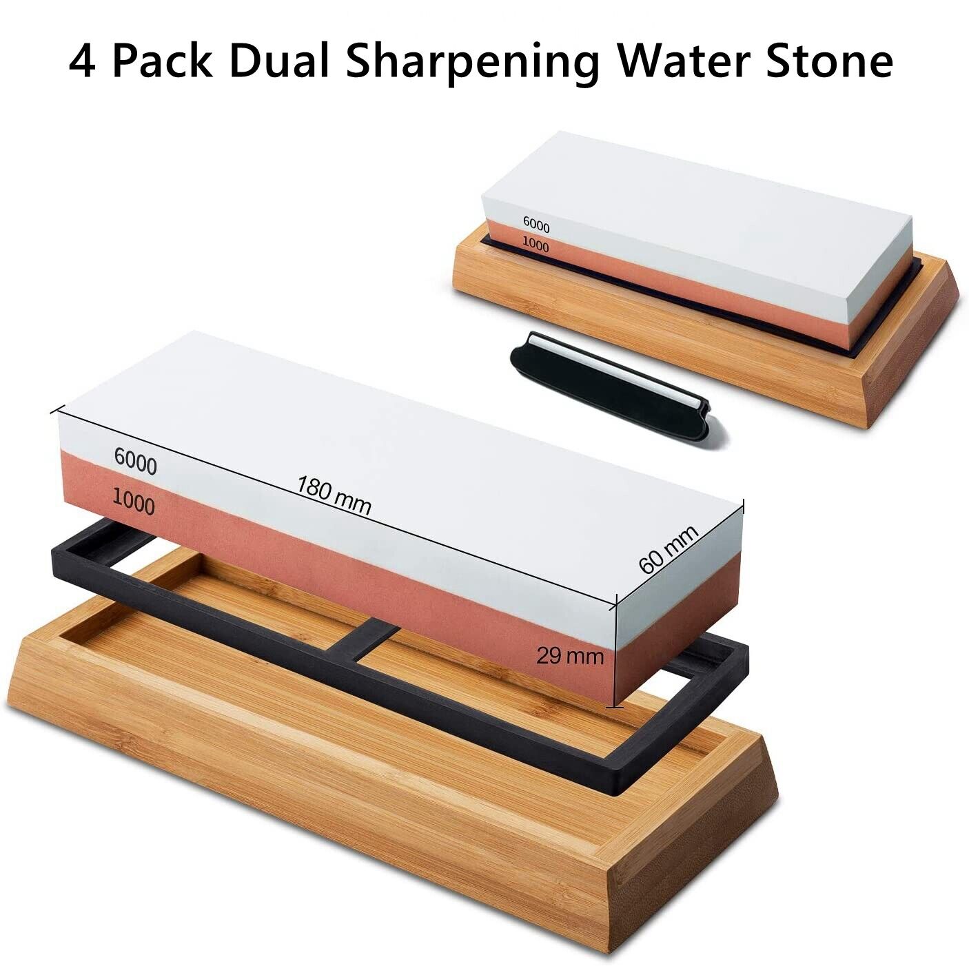 Sharpening Stone Whetstone Kit Dual Sided 1000/6000 Grit Professional Whetstone  Knife Sharpener Stone Wet Stone Set Nonslip Bamboo Base