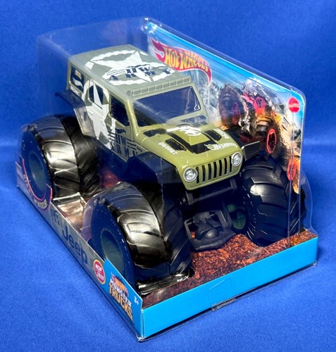 New - HW ARMY JEEP - 1:24 HOT WHEELS Giant Wheels MONSTER TRUCKS Die Cast - 2020 - Picture 2 of 7
