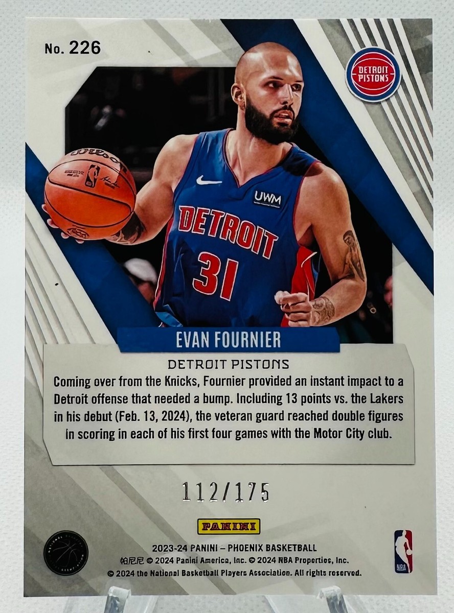 2023-24 Panini Phoenix Pink Holo Evan Fournier Detroit Pistons