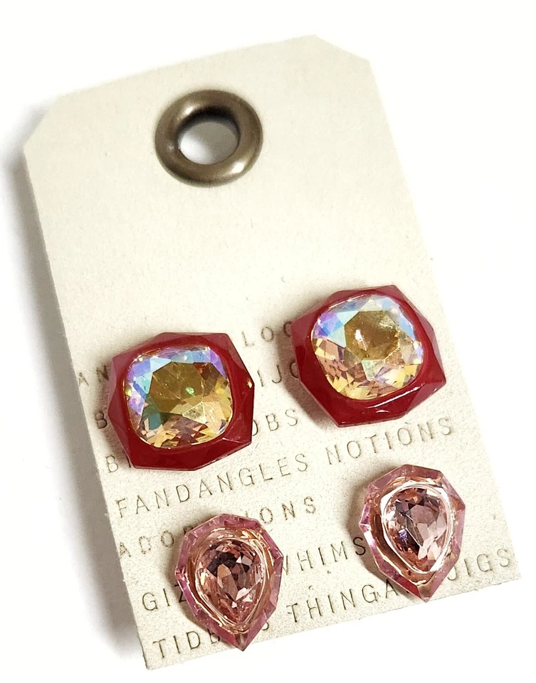 Juego de pendientes Anthropologie festivos cuadrados de resina enchapados en oro rosa rosa nuevo con etiquetas Foto 4 de 4