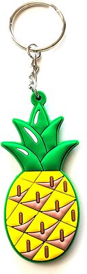 Pineapple Rubber Keychain Soft Pine Apple Double Sided Car Keys Bag Charm