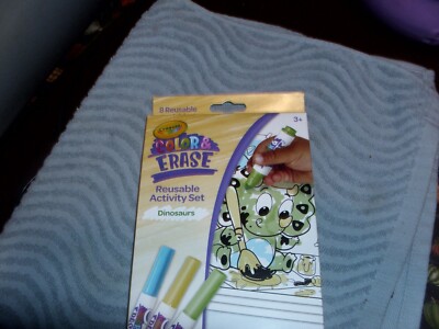 Crayola*Color & Erase*Dinosaur*Reusable Activity Set*3 Markers*4 Two Sided Pages