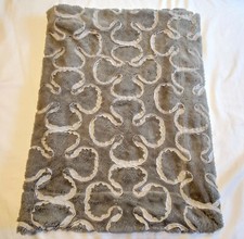 Little Miracles Gray Silver Baby Blanket Tulle Swirl Clover Shape Soft 30x40"